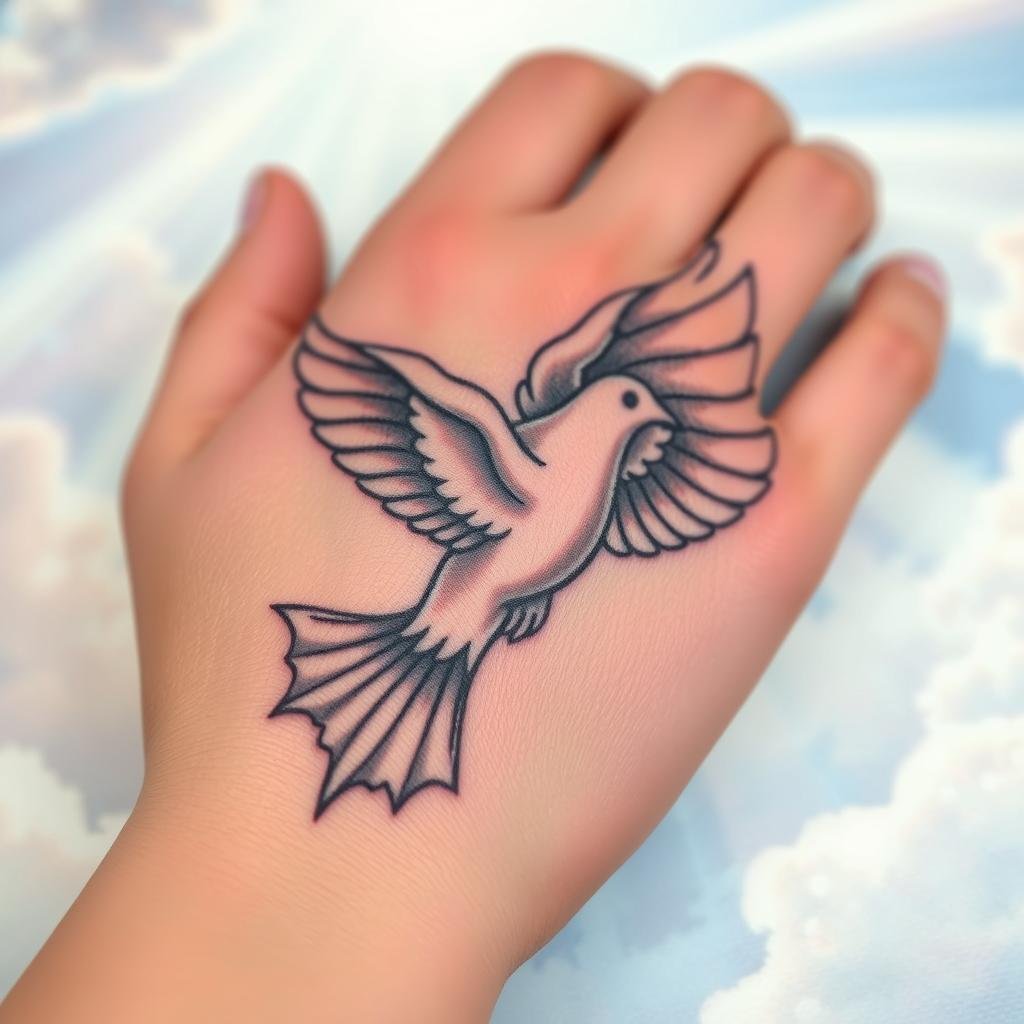 heaven dove hand tattoo