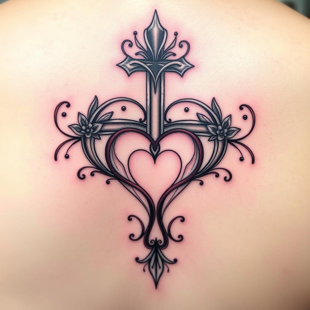 infinity cross with heart tattoo