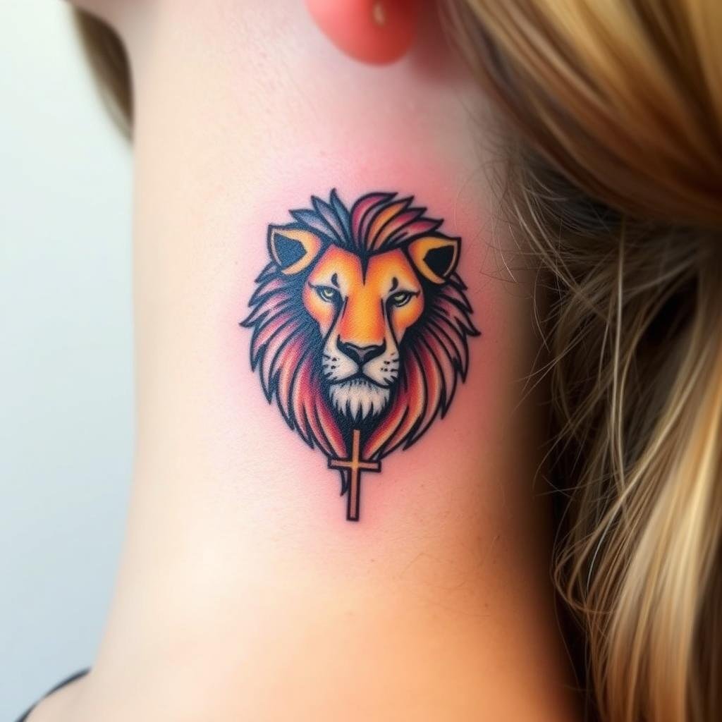 lion king cross tattoo