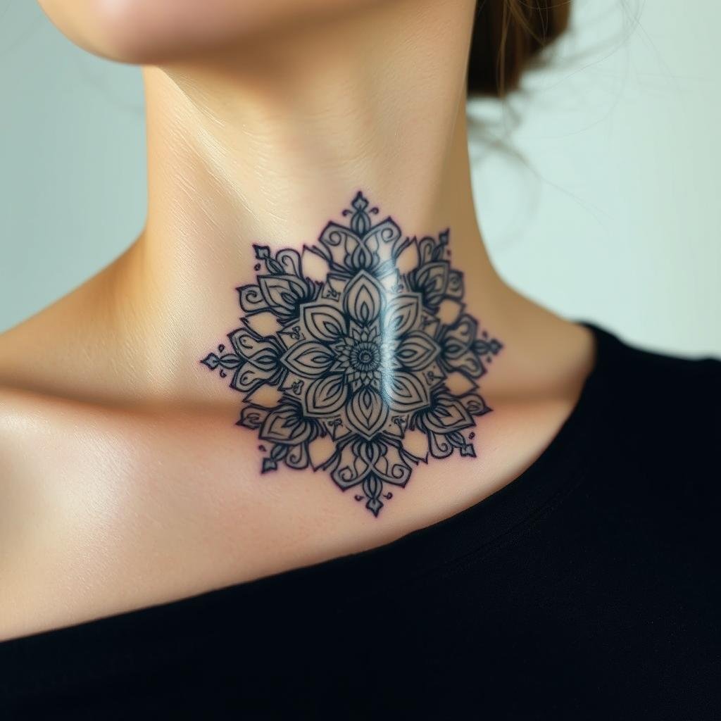 mandala neck tattoo placement