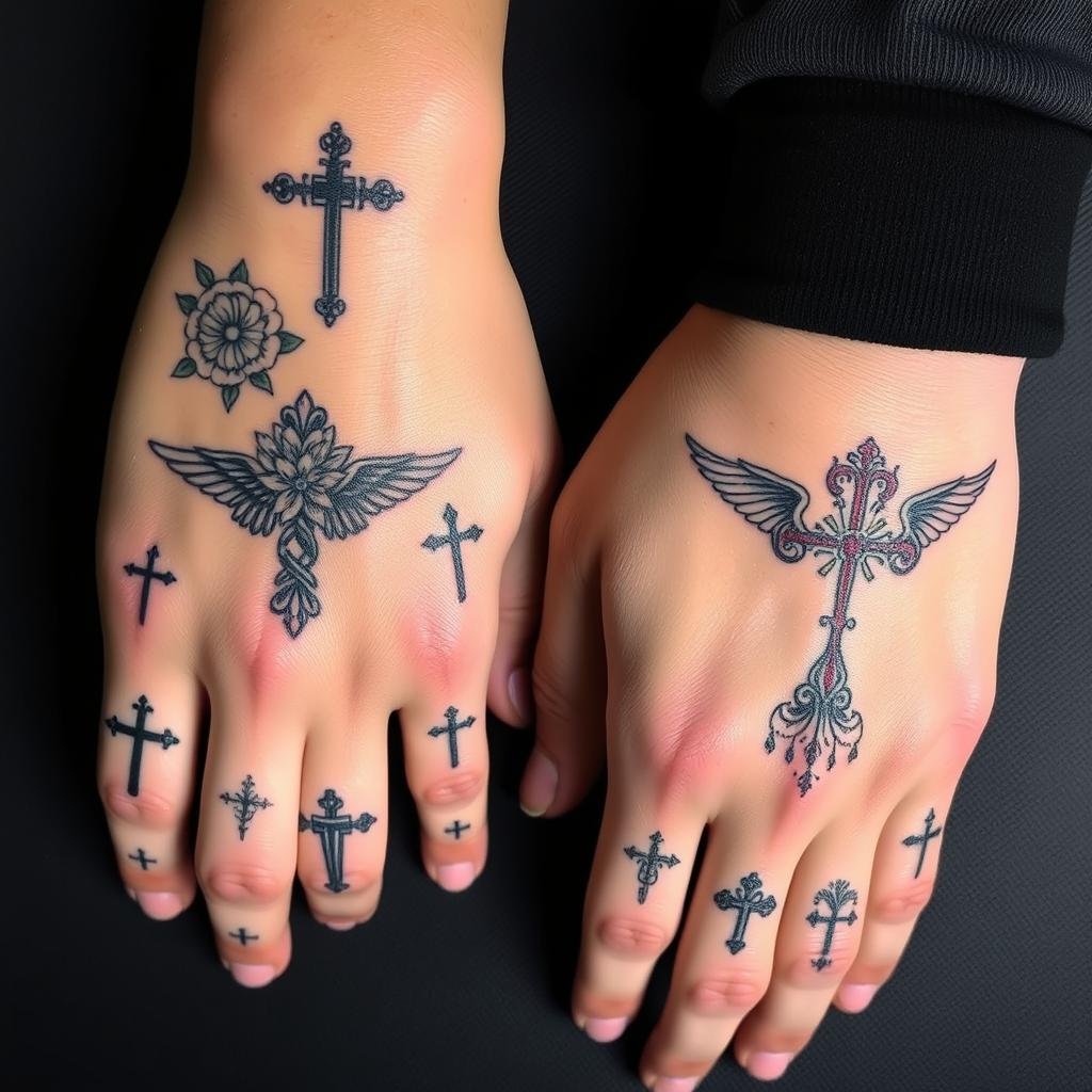 memorial hand cross tattoos