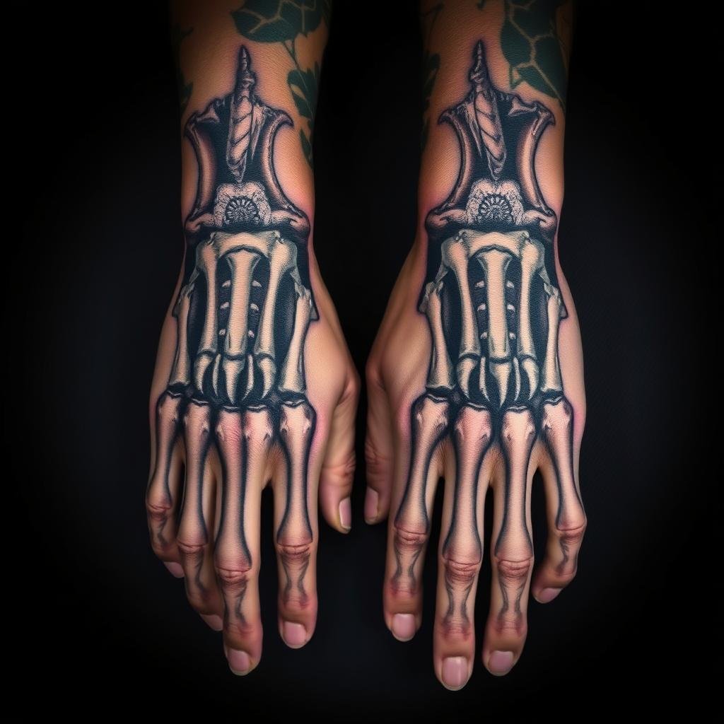 men's skeleton hand tattoos