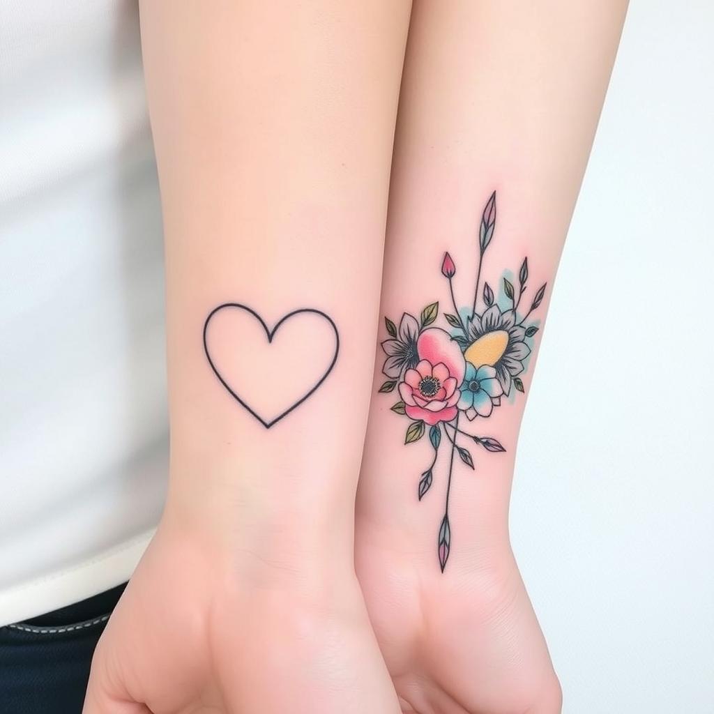 mixing tattoo styles for couples