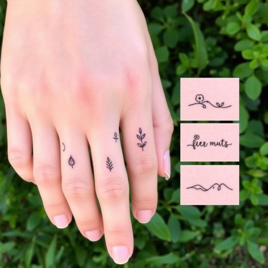 nature-inspired small finger tattoos