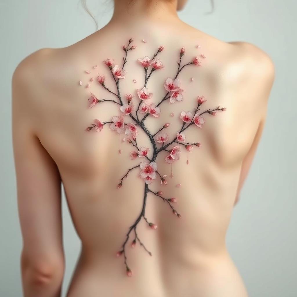 nature-inspired spine tattoos