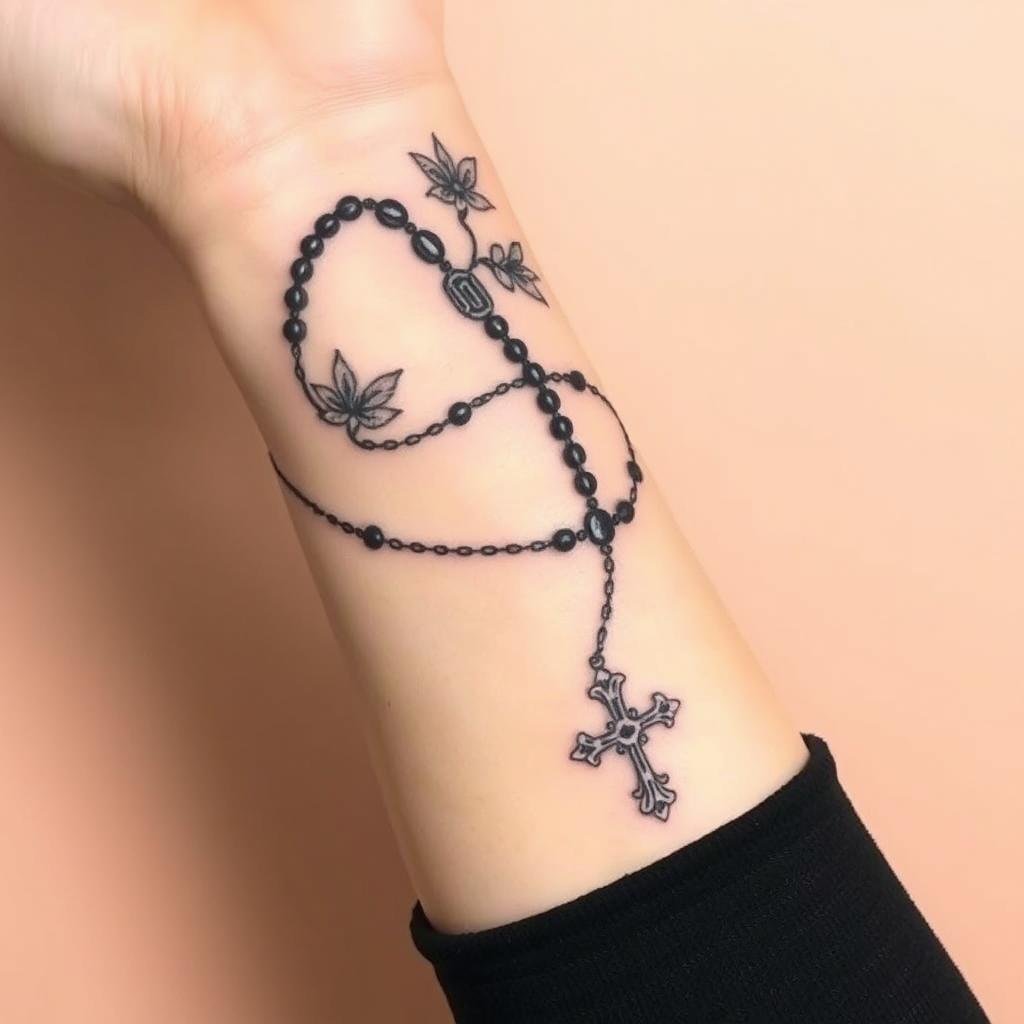 rosary wrist tattoo