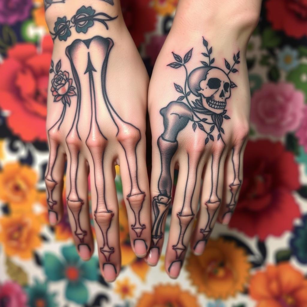 skeleton hand tattoos