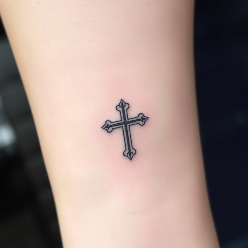 small black and gray cross tattoos