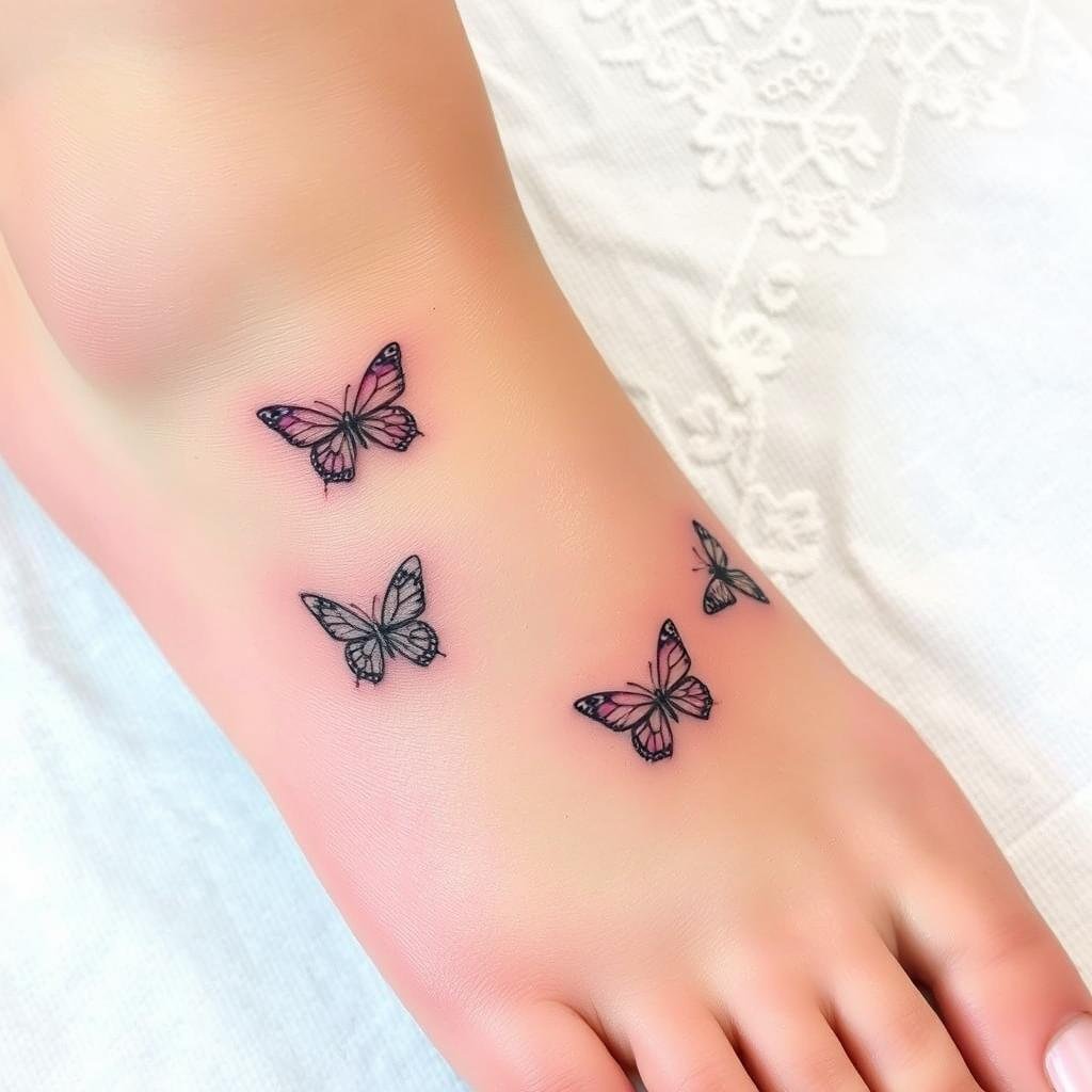 small butterfly tattoos on foot