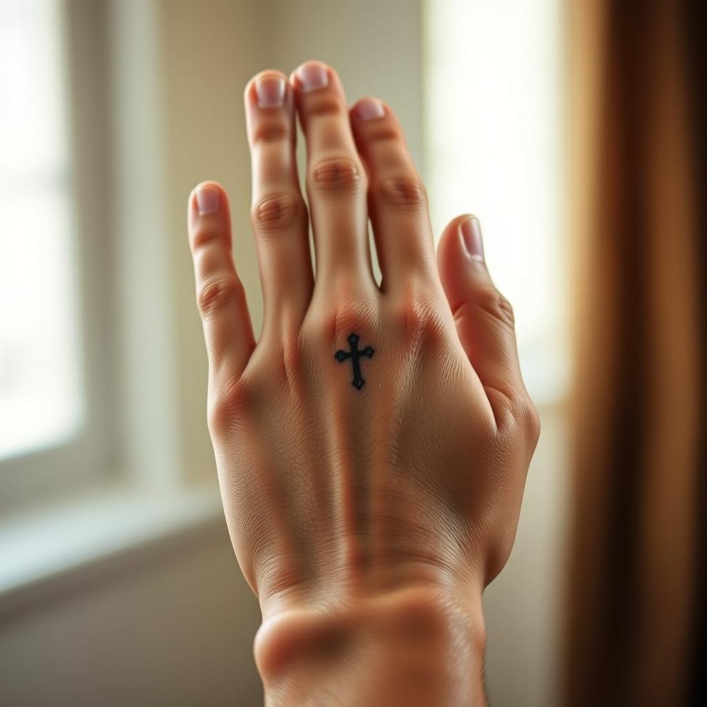 small cross hand tattoos