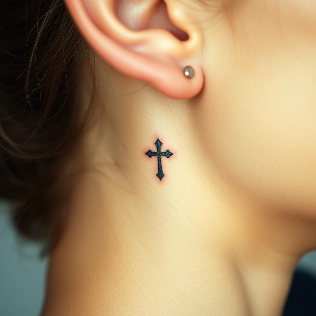 small cross tattoo placement
