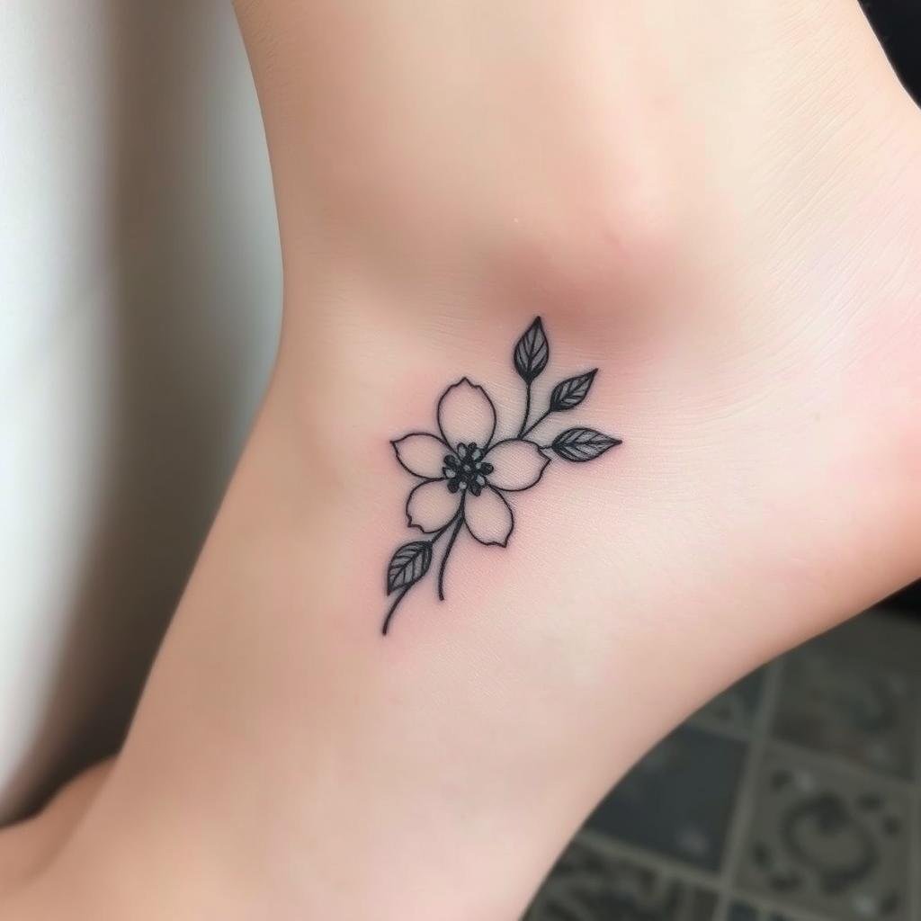 small flower tattoos on ankle