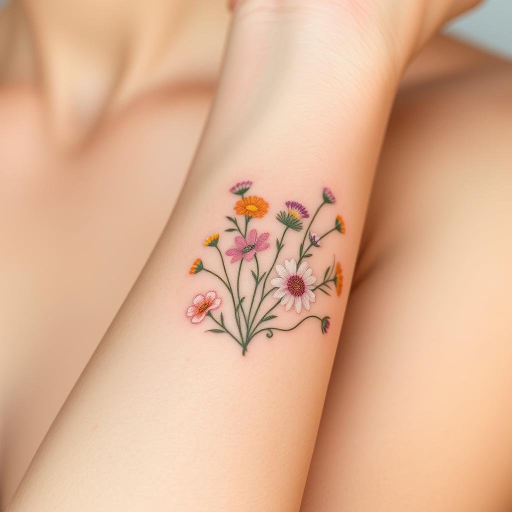 small flower tattoos on arm