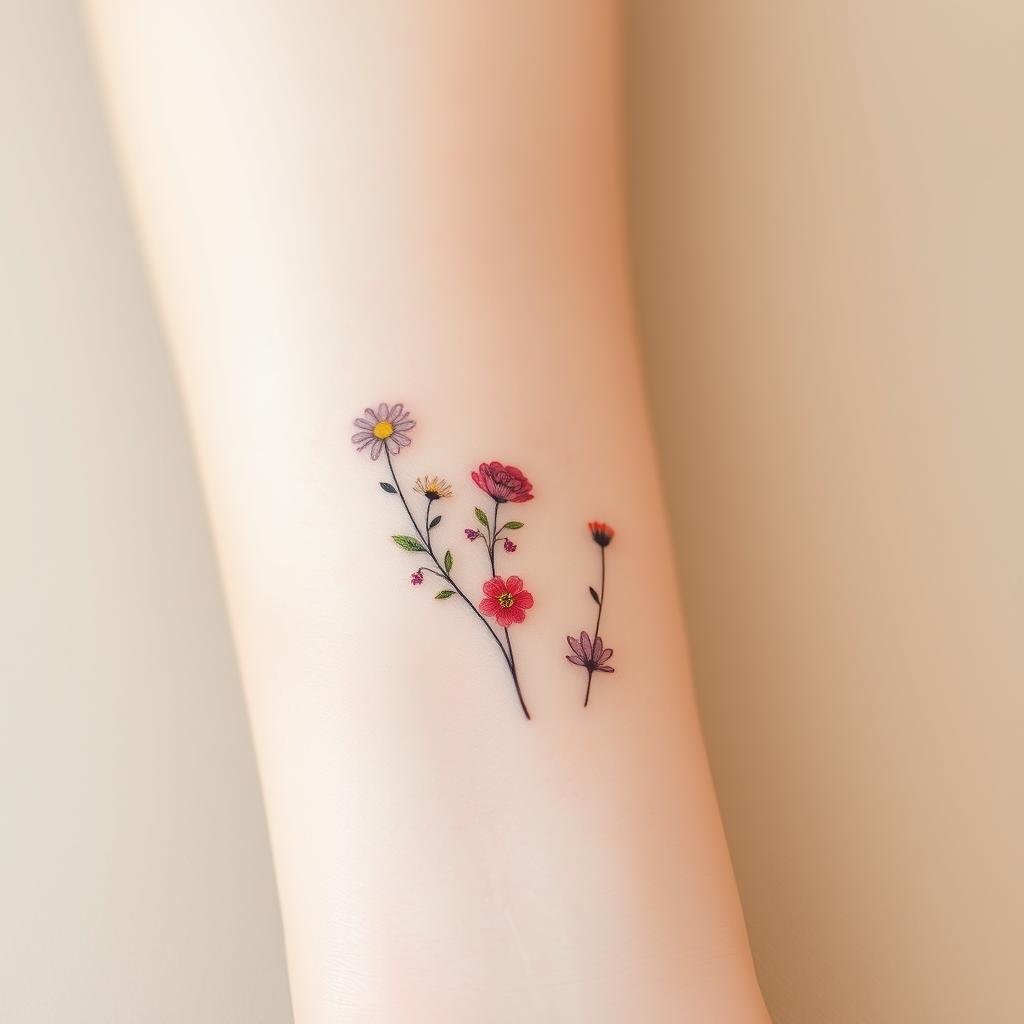 small flower tattoos on forearm