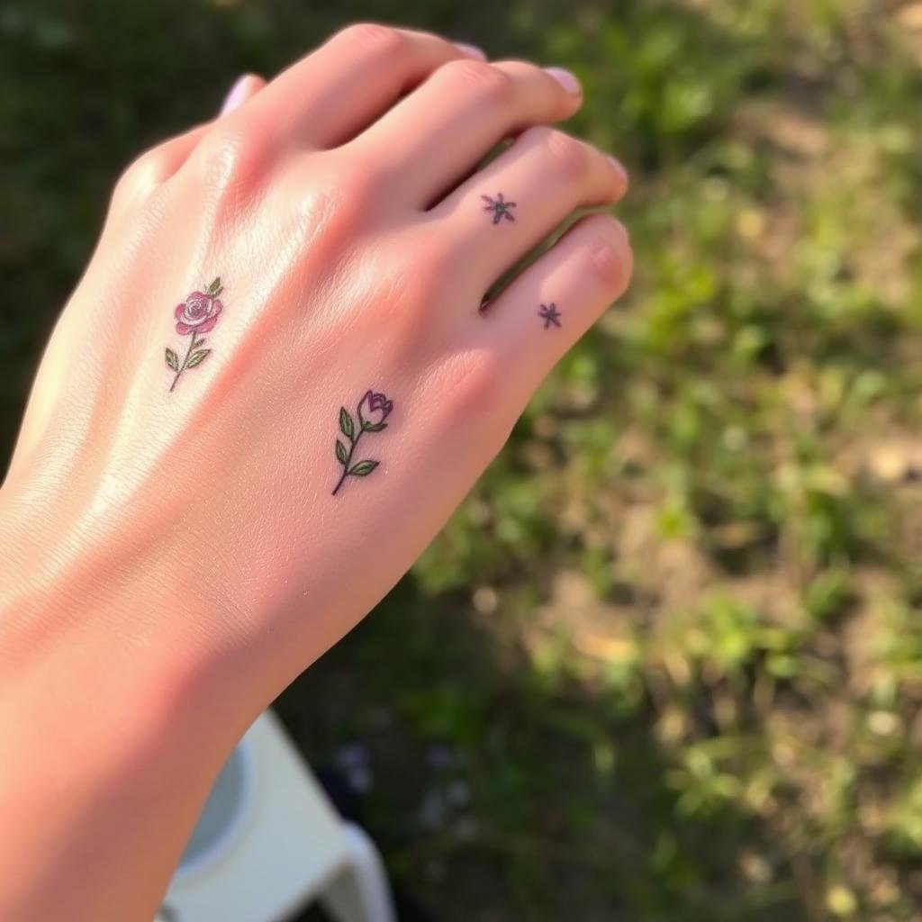 small flower tattoos on hand