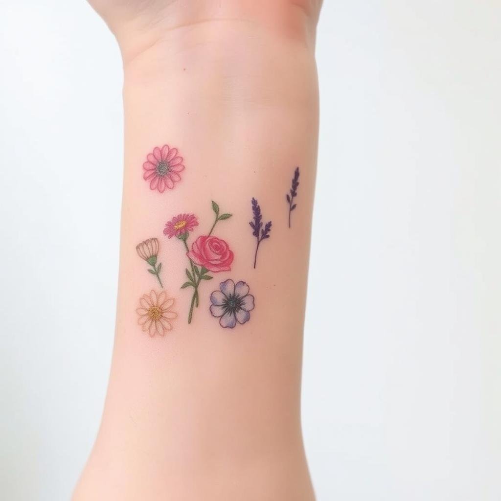 small flower tattoos on wrist