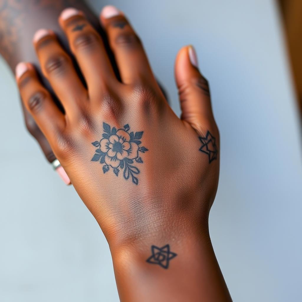 small hand tattoos for black skin