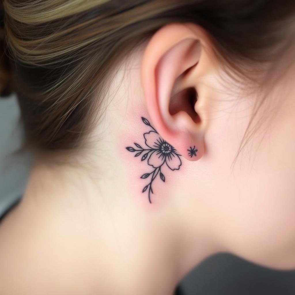 small tattoos behind ear for females