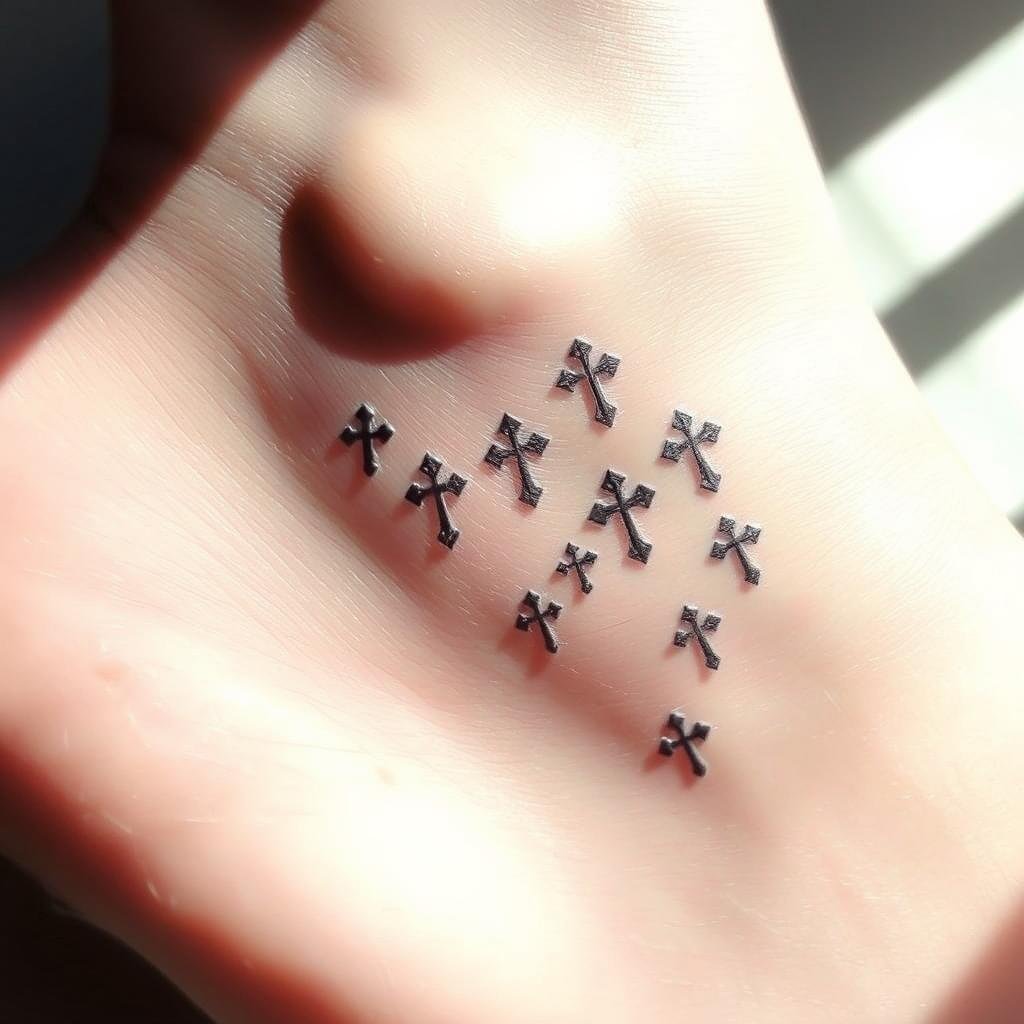 tiny cross tattoos on ankle