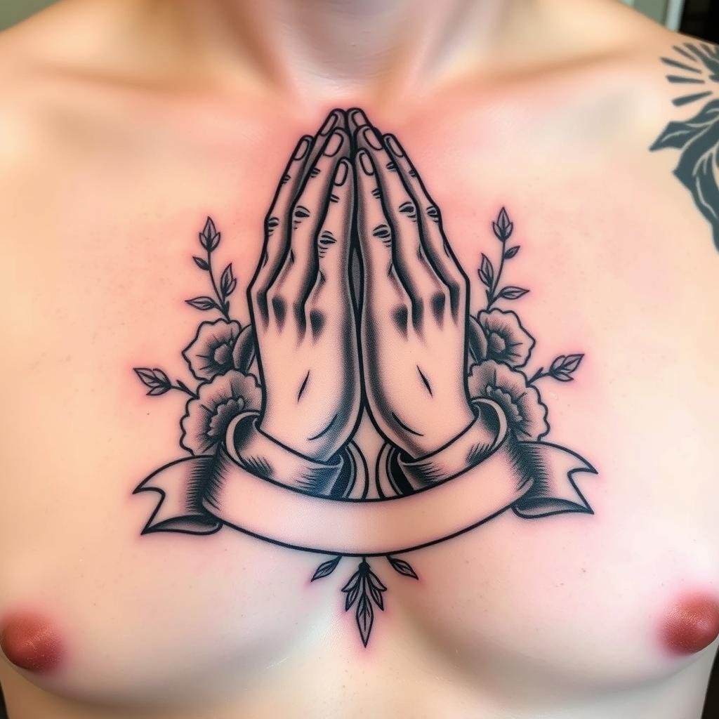 traditional praying hands tattoo