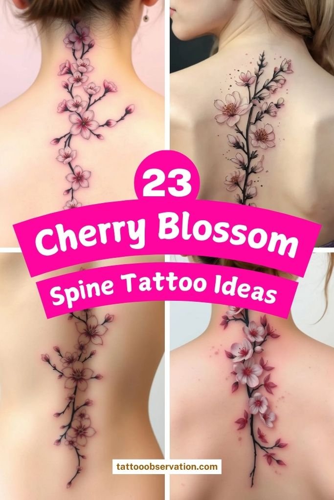 23 Cherry Blossom Spine Tattoo Ideas