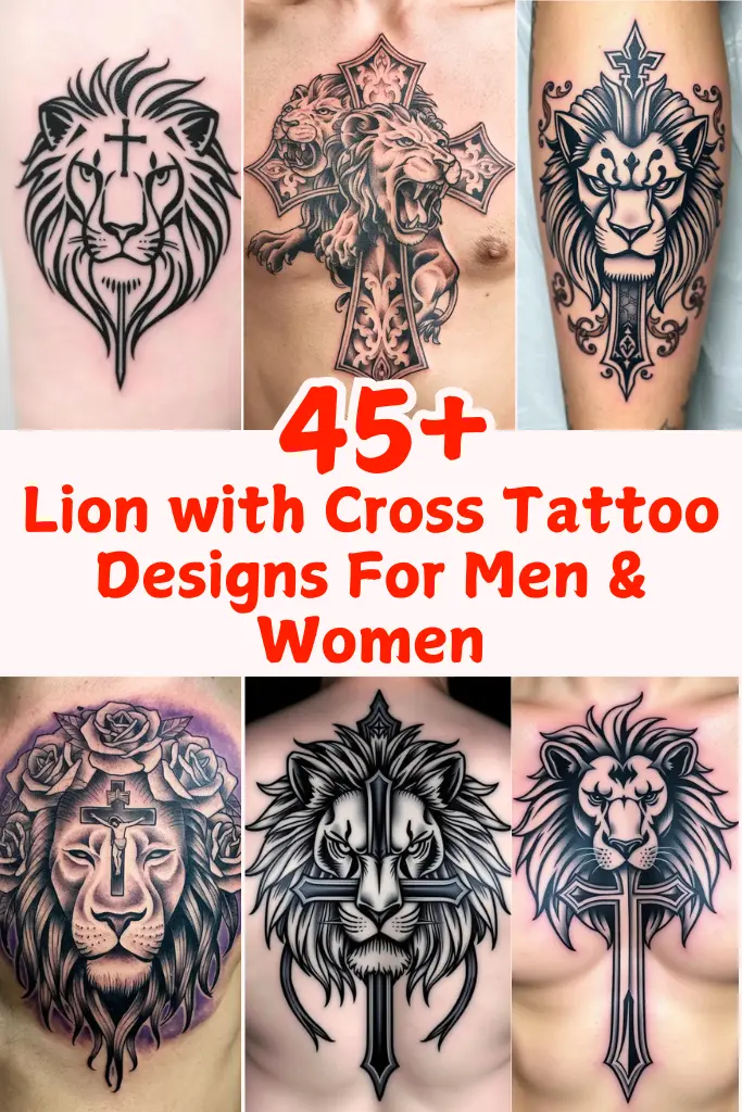 45+ Lion with Cross Tattoo Designs