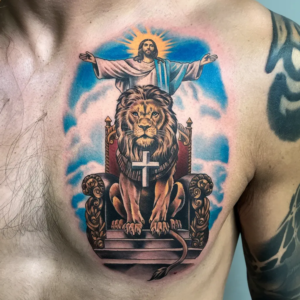 Lion Cross Jesus Tattoo