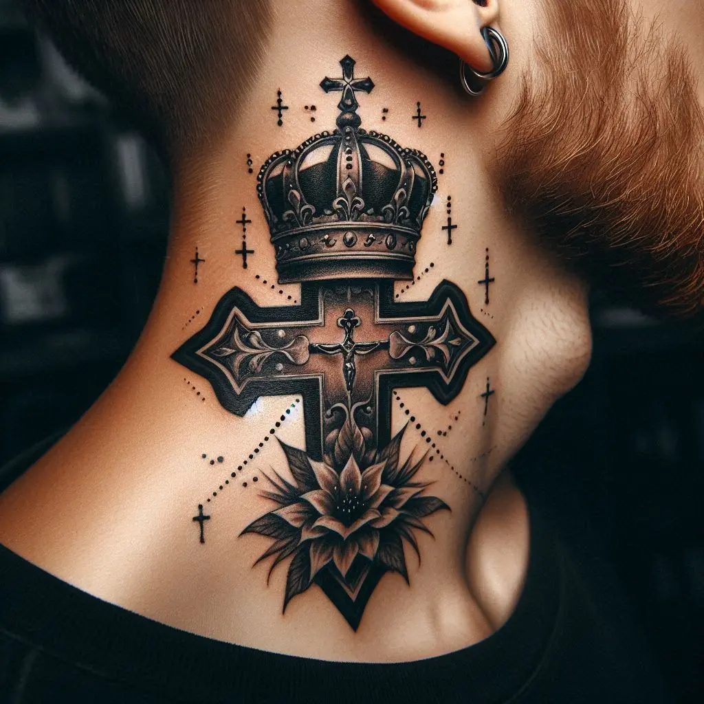 Crown and Cross Tattoo 2