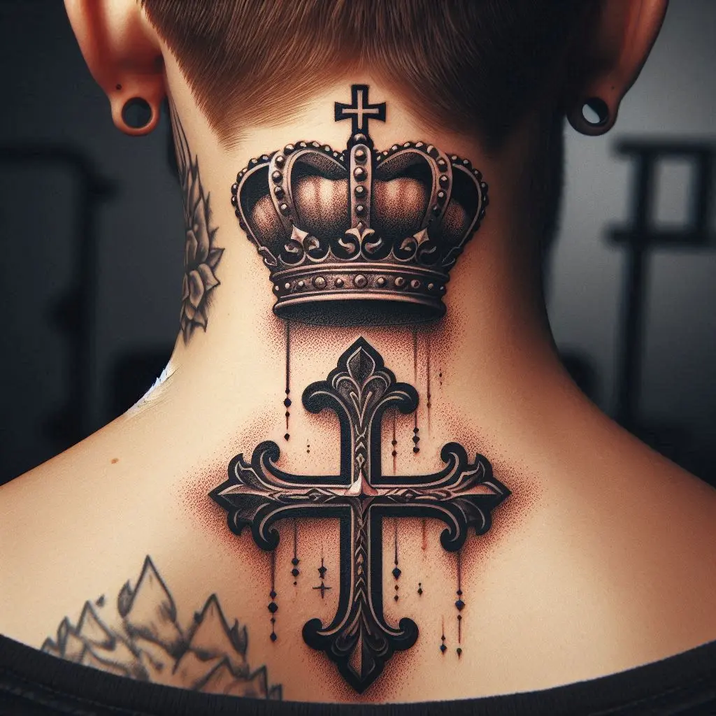Crown and Cross Tattoo 3