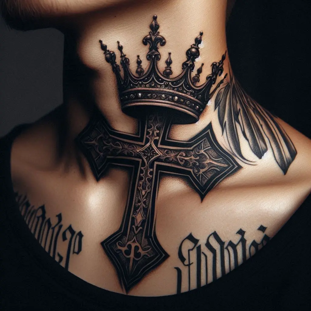 Crown and Cross Tattoo
