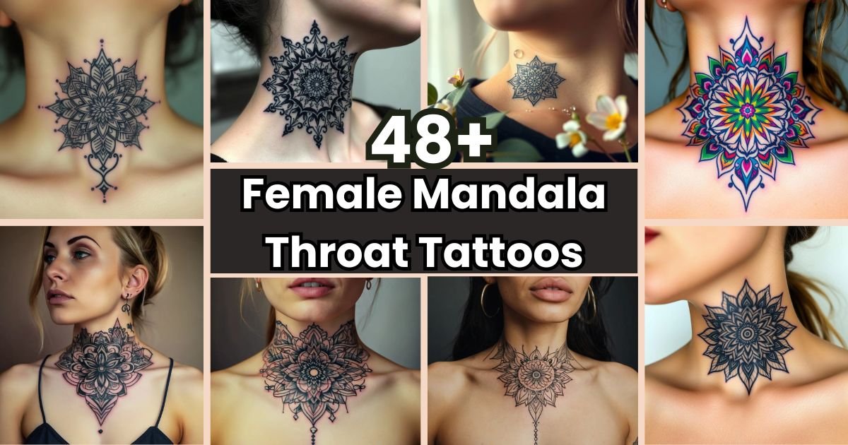 Female Mandala Throat Tattoos with Meaning