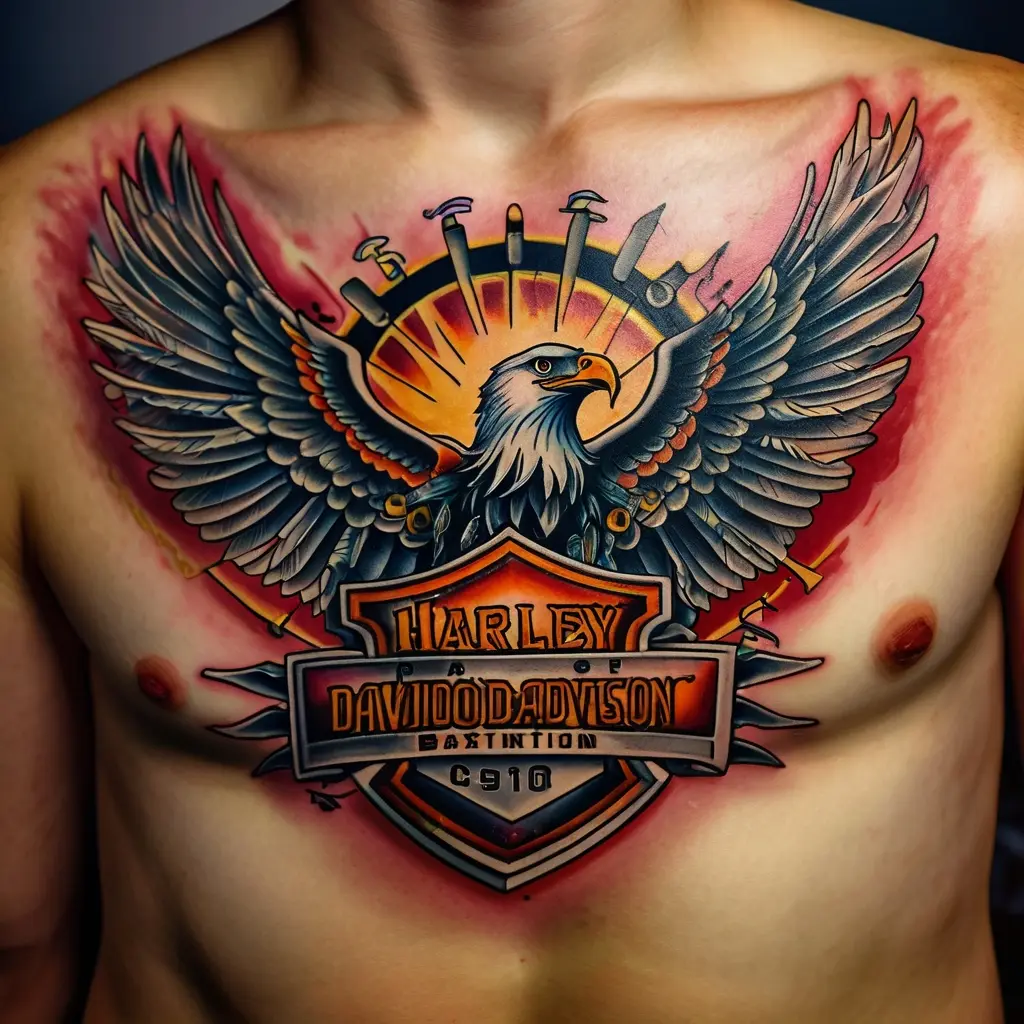 Harley Davidson Eagle and Wing Tattoo 2