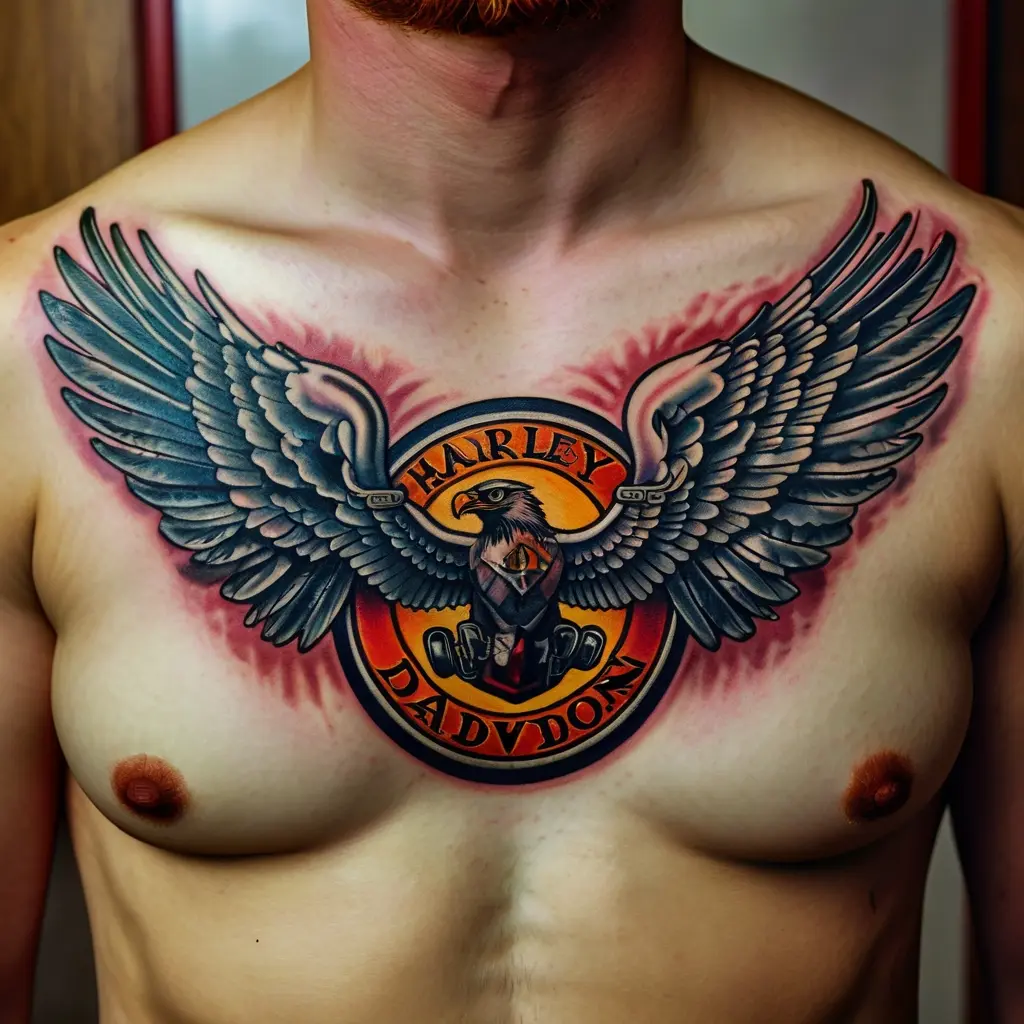 Harley Davidson Eagle and Wing Tattoo 3