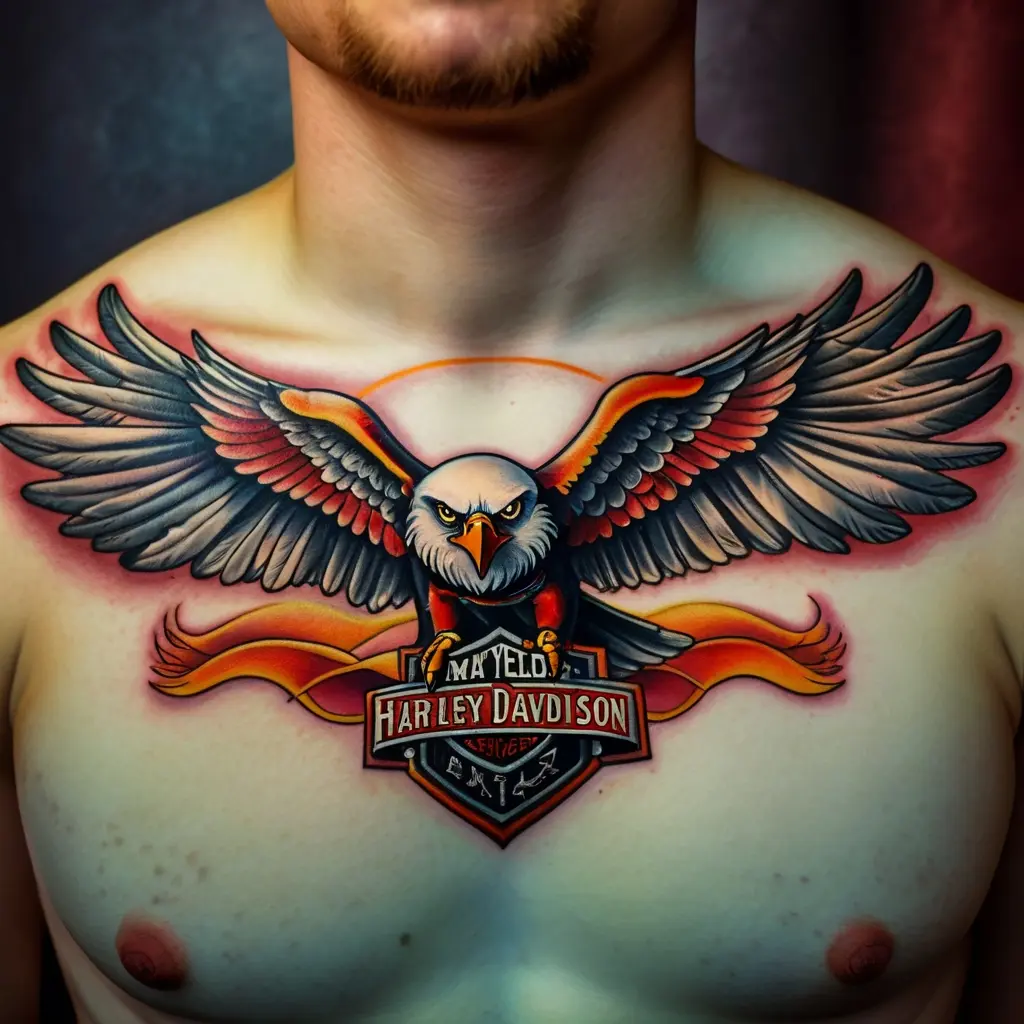Harley Davidson Eagle and Wing Tattoo 4