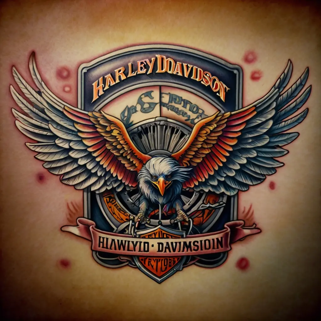Harley Davidson Eagle and Wing Tattoo 5