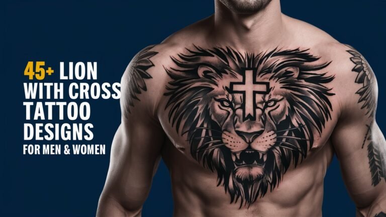 45+ Lion with Cross Tattoos For Men & Women: Majestic & Meaningful Designs