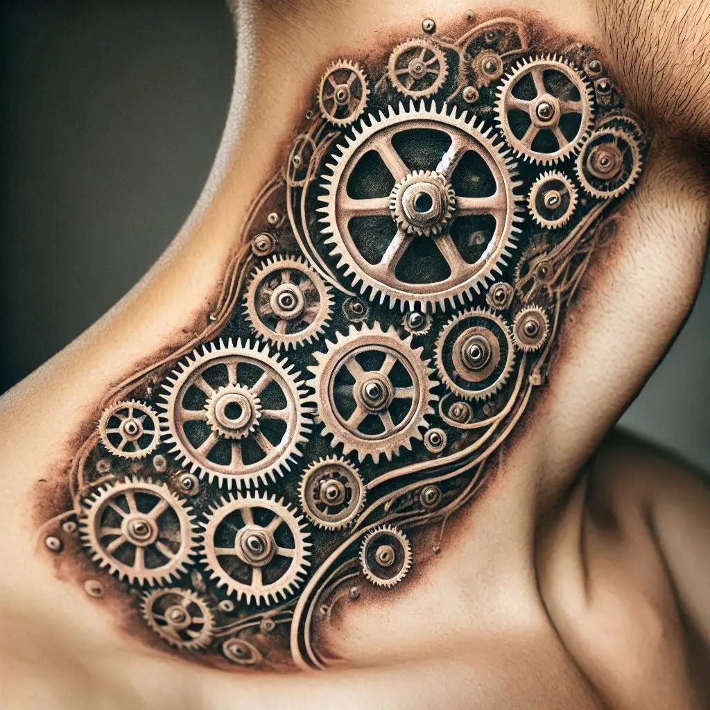 Mechanical Gears Tattoo 3