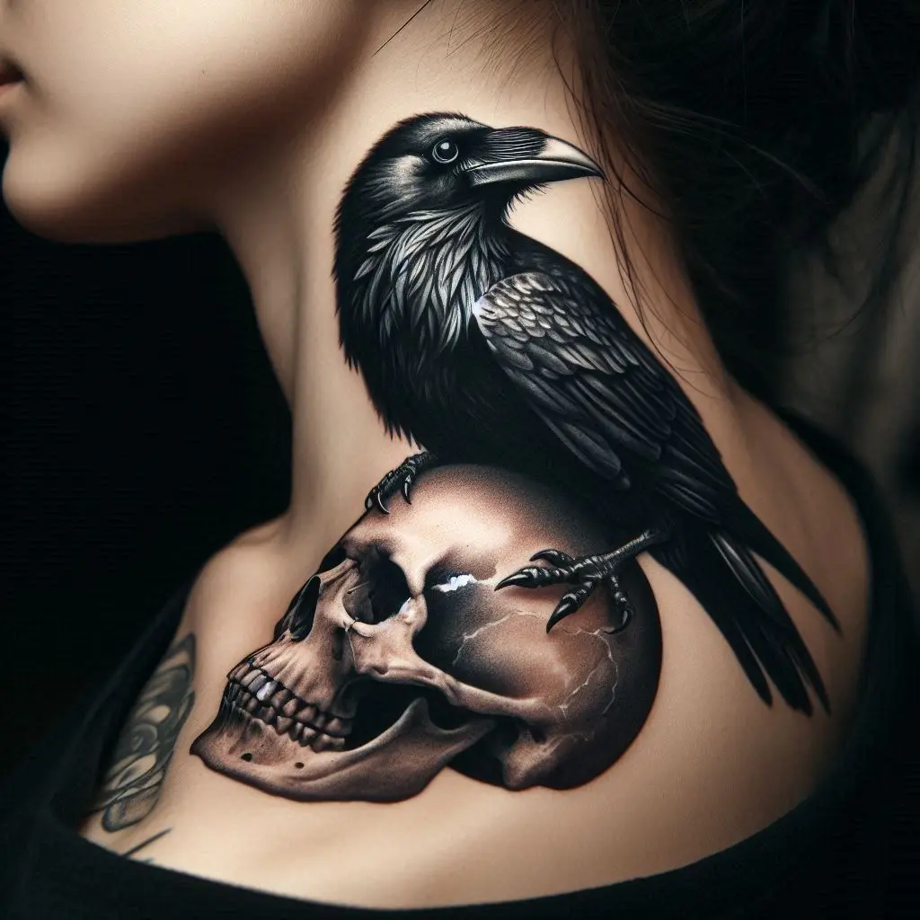 Raven and Skull Tattoo 2