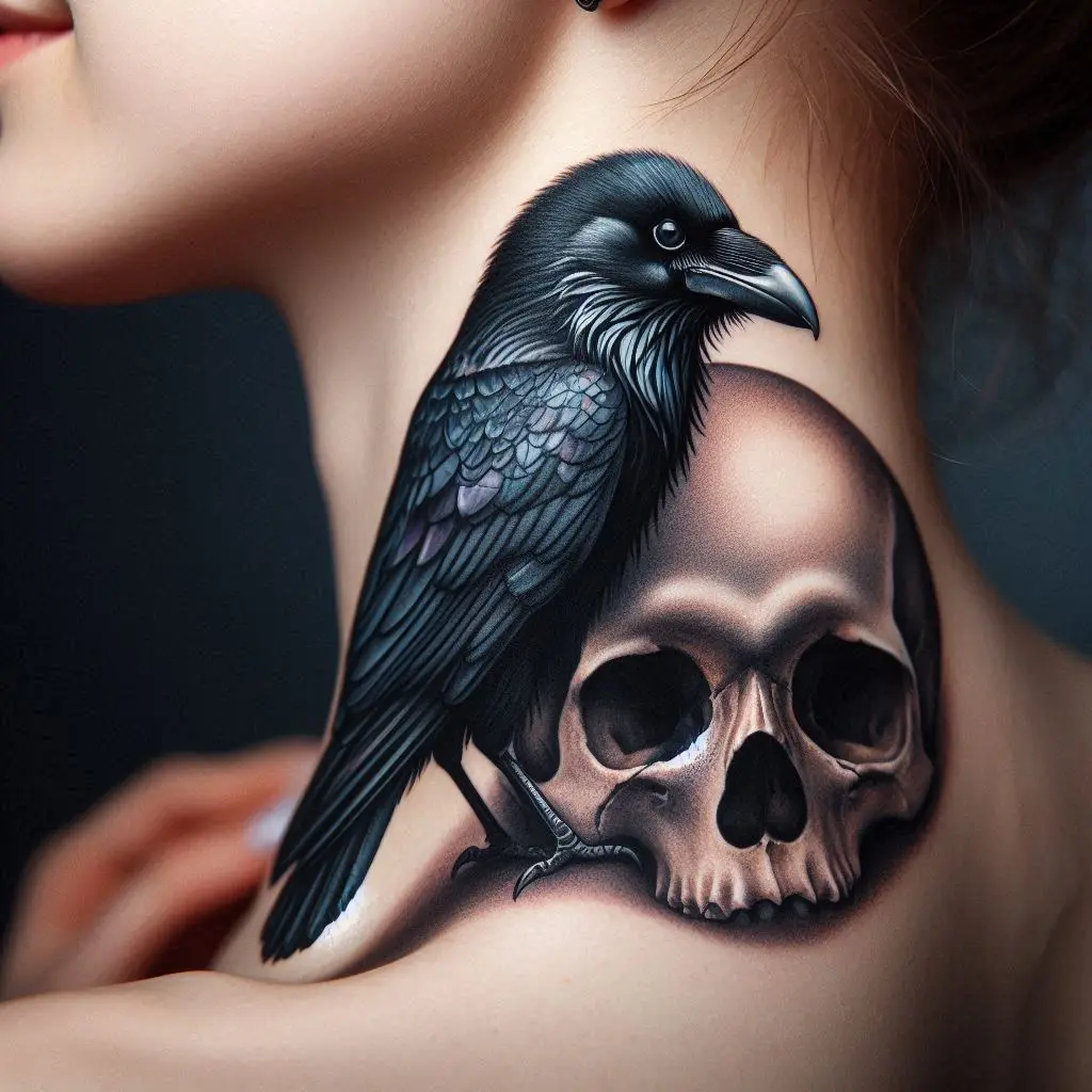 Raven and Skull Tattoo 3