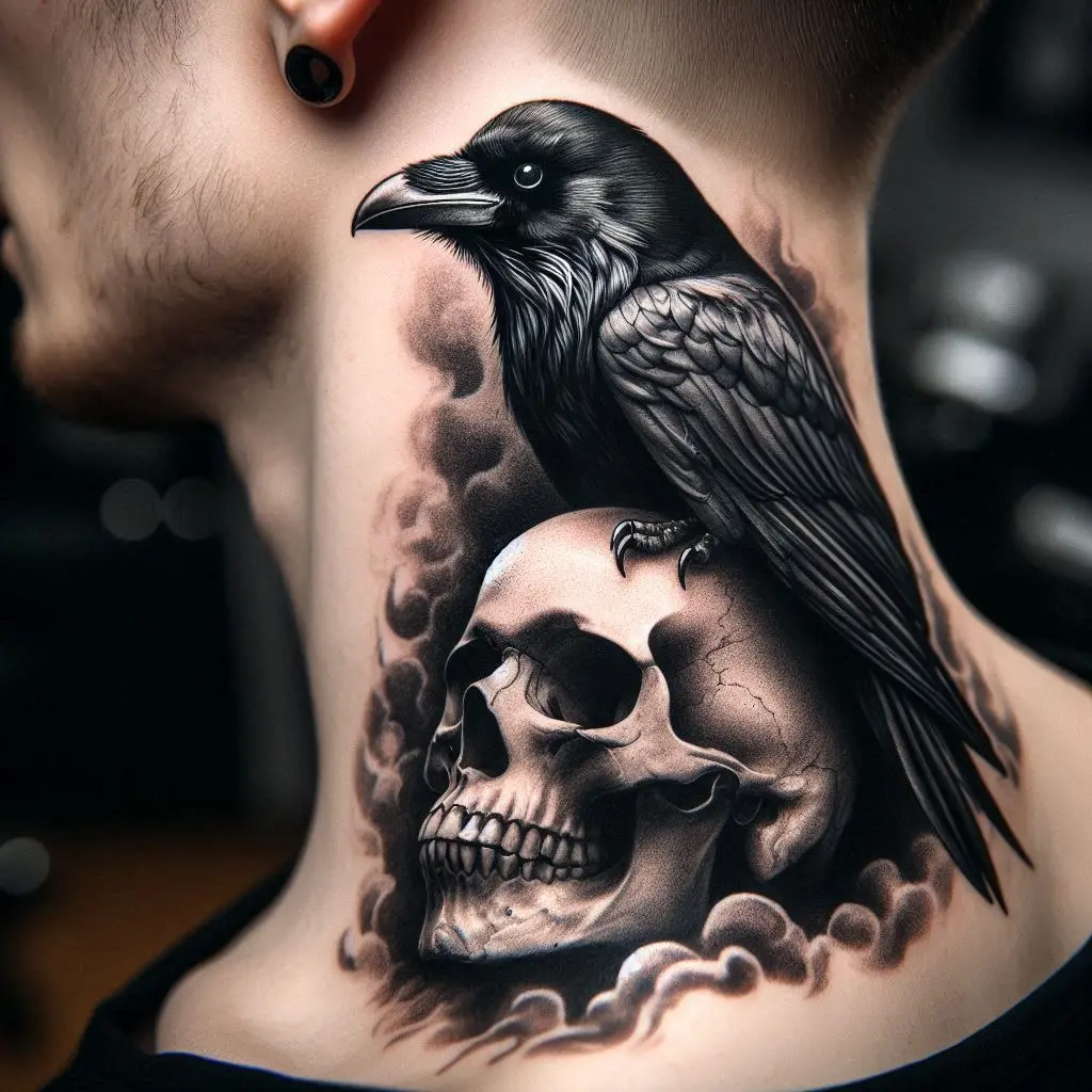 Raven and Skull Tattoo