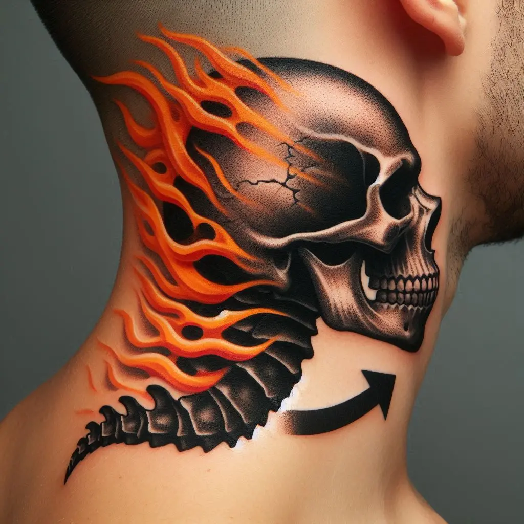 Skull with Flames Tattoo 3