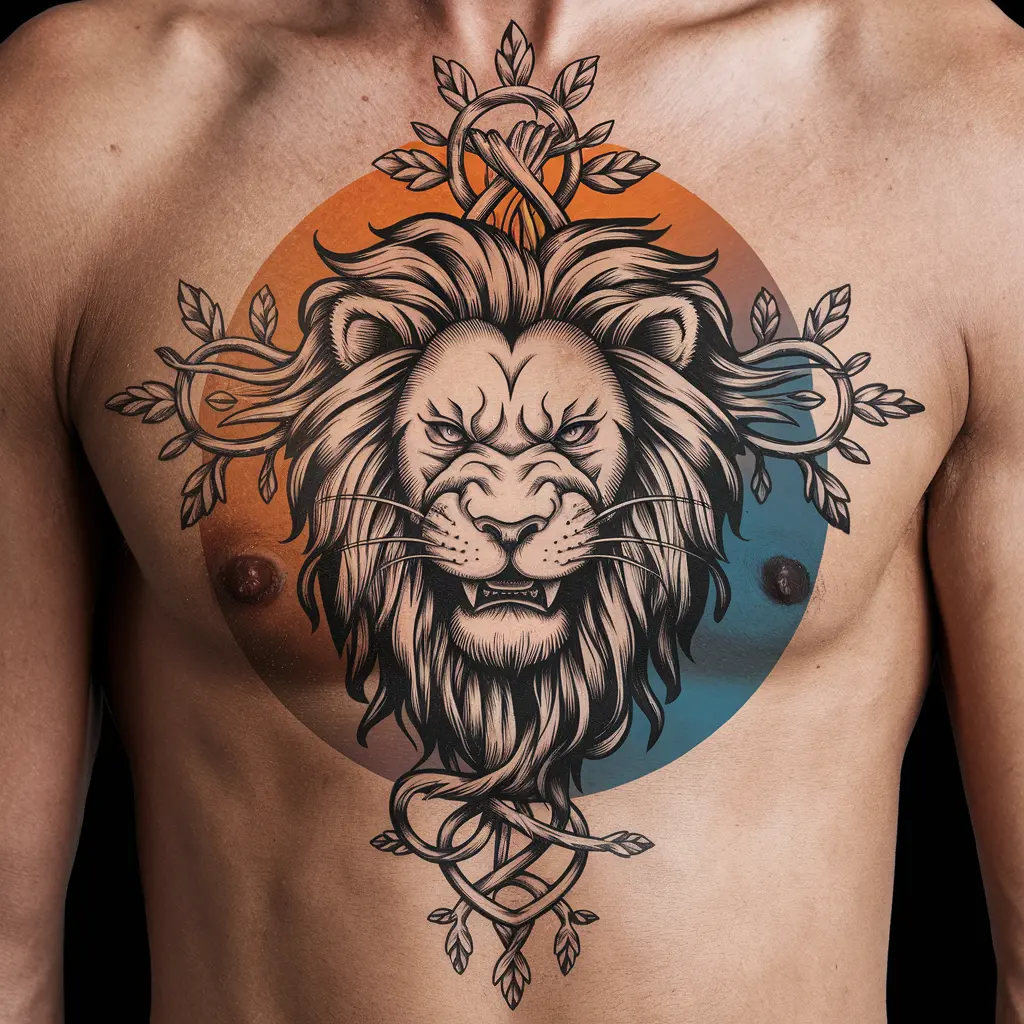 majestic lion cross tattoo