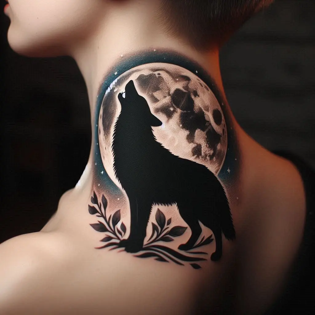 Wolf Howling at the Moon Tattoo 3