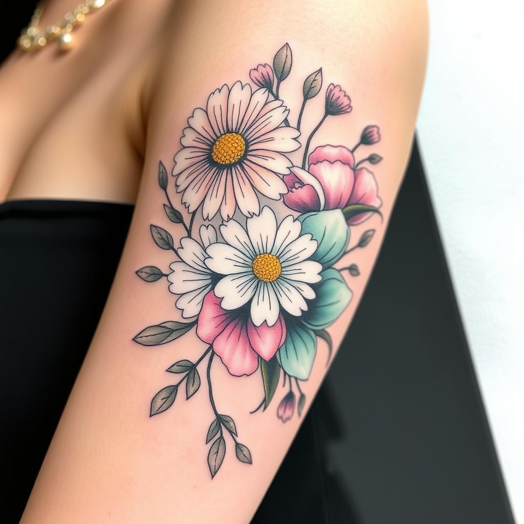 April Birth Flower Tattoo Design