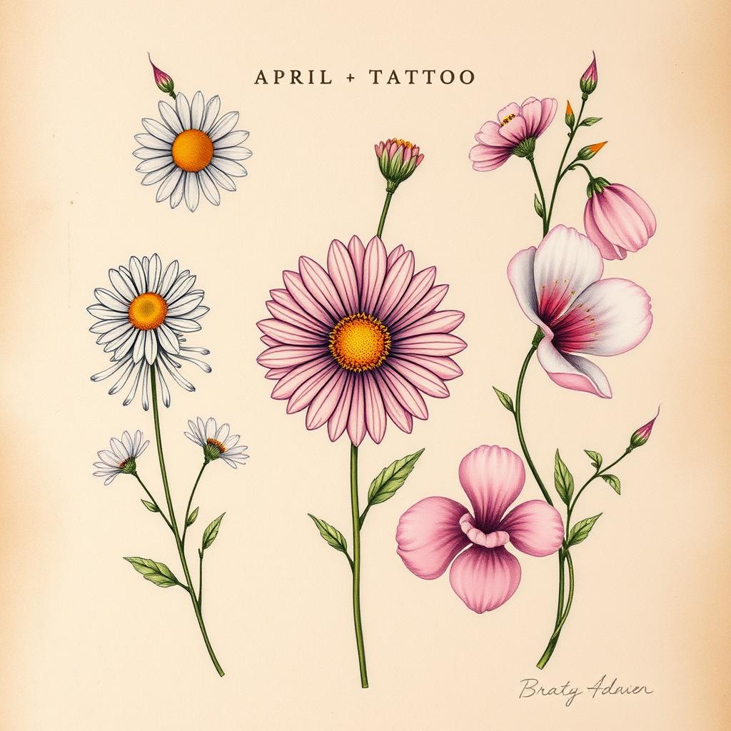 April Birth Flower Tattoo Designs