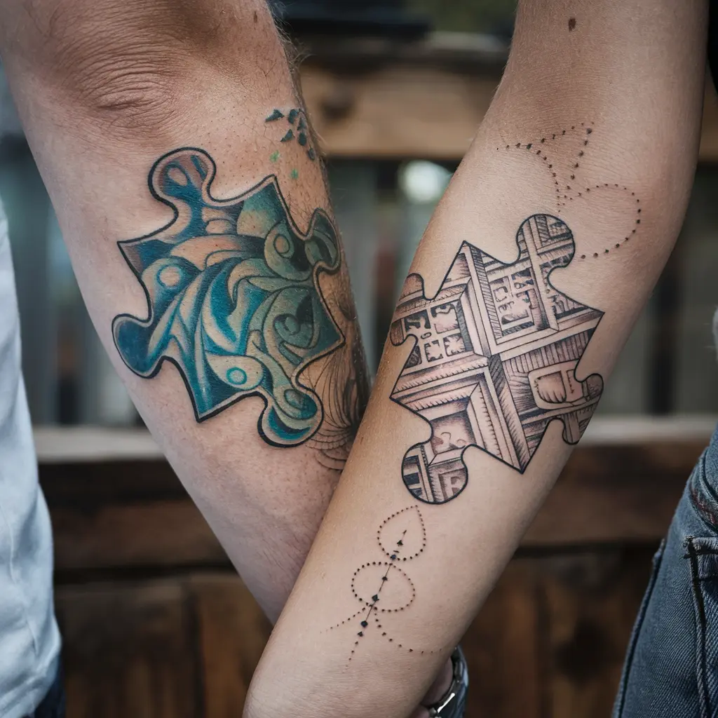 Artistic Styles for Puzzle Piece Tattoos 2