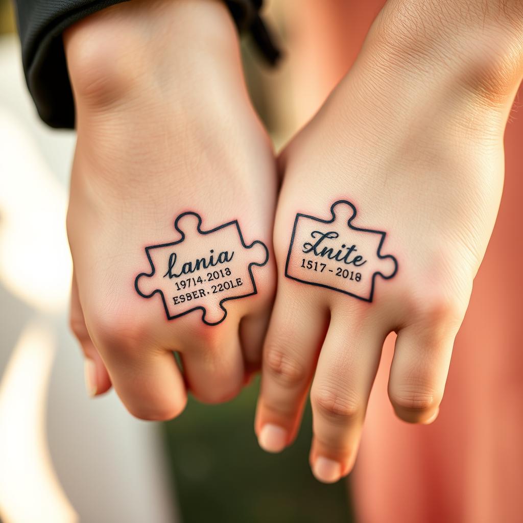 Couple Puzzle Piece Tattoo Design