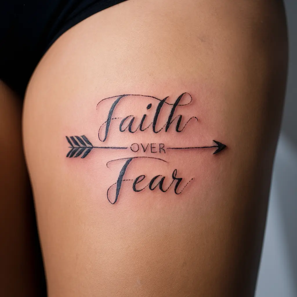 Faith Over Fear Tattoos with Arrow Motifs 2