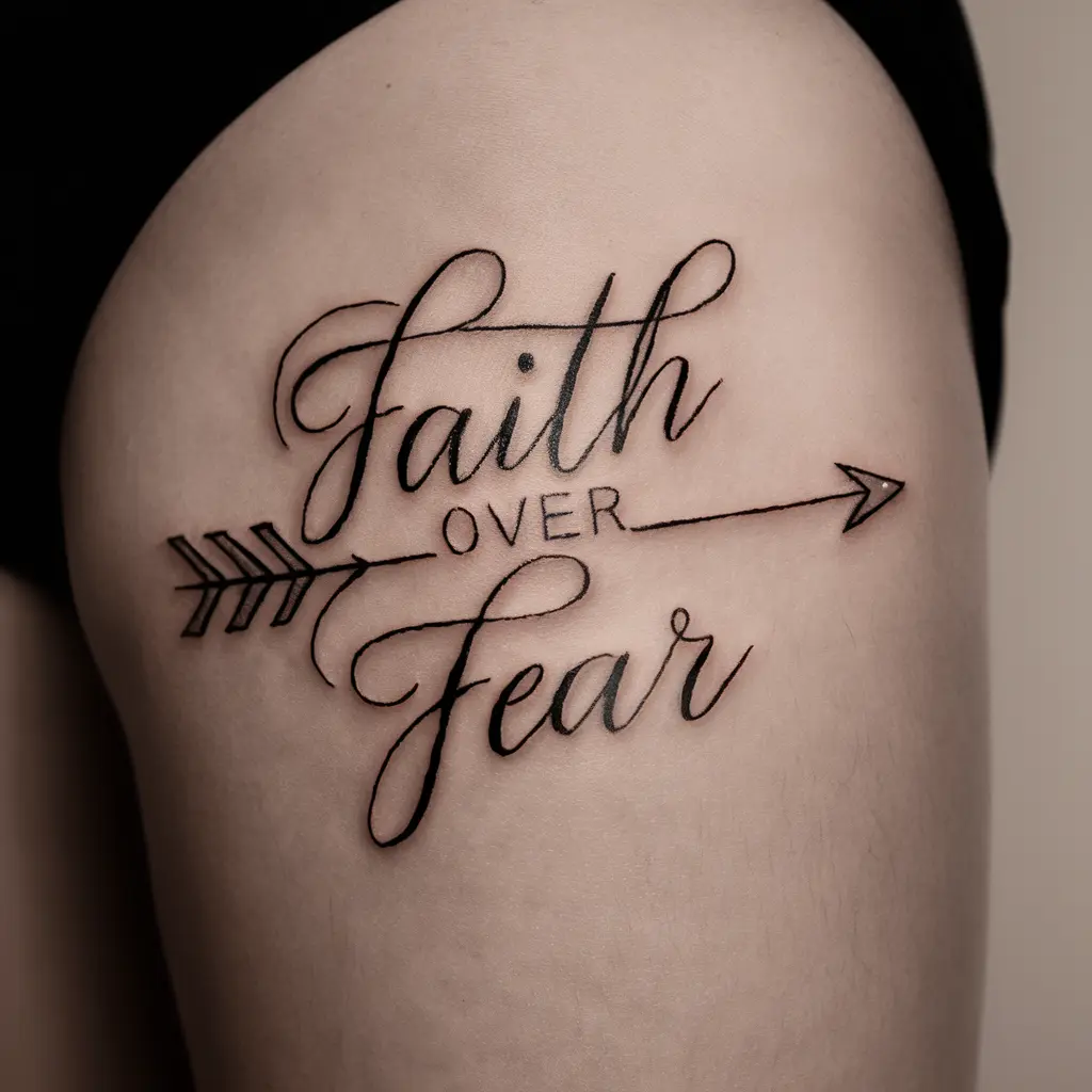 Faith Over Fear Tattoos with Arrow Motifs