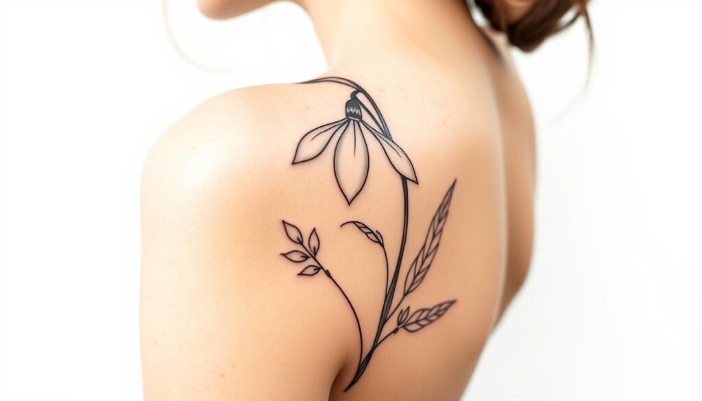 Fine Line January Birth Flower Tattoo Design